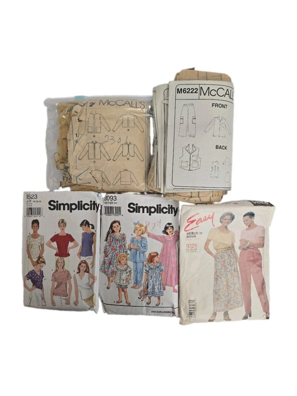 Vintage MIXED LOT OF 5 Simplicity & McCall Sewing Patterns 230 9326 8523 M6222…